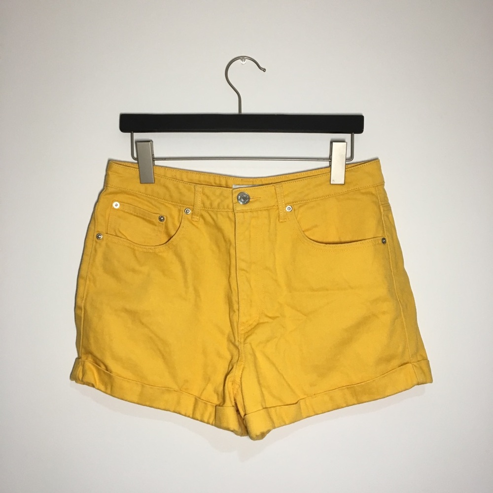 Mustard yellow high waisted shorts